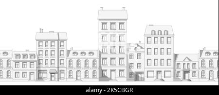 Une fine ligne cityscape background cartoon Banque D'Images