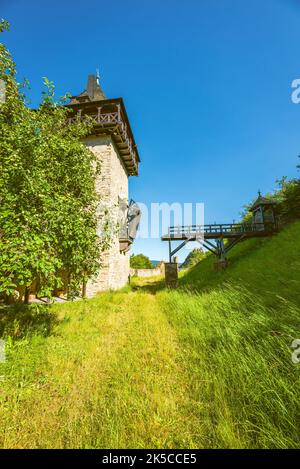 Tour de cowherd à Oberwesel sur le Rhin moyen, sur le mur de la ville, faisant partie de la vallée du Haut-Rhin moyen, classée au patrimoine mondial de l'UNESCO, Banque D'Images
