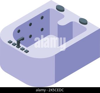 Vecteur isométrique de l'icône d'hydromassage hospitalier. Spa santé. Bain à remous Illustration de Vecteur