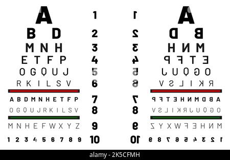 Dossier d'examen de la vue du patient. Graphique de test oculaire. Illustration du vecteur de la carte de test de vision Illustration de Vecteur