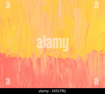 Arrière-plan abstrait texturé jaune et orange. Couleurs pêche minimalistes et peinture sable. Pinceaux sur papier Banque D'Images