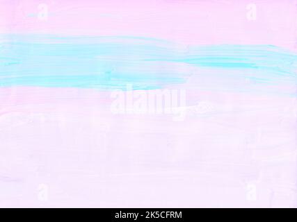 Arrière-plan abstrait bleu pastel, rose et blanc. Pinceaux sur papier. Peinture minimaliste Banque D'Images