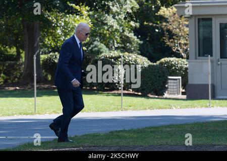 Washington DC, États-Unis. 07th octobre 2022. 7 octobre 2022, Washington, Distric de Columbia, Etats-Unis: LE président AMÉRICAIN JOE BIDEN part aujourd'hui à la base commune Andrews en route Hagerstown, Maryland sur 7 octobre 2022 à South Lawn/Maison Blanche à Washington DC, Etats-Unis. (Credit image: © Lénine Nolly/ZUMA Press Wire) Credit: ZUMA Press, Inc./Alamy Live News Banque D'Images