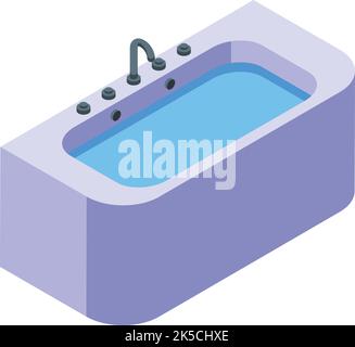 Vecteur isométrique de l'icône d'hydromassage spa. Bain de santé. Bain à remous Illustration de Vecteur