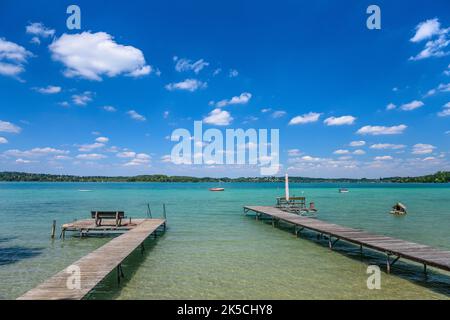 Allemagne, Bavière, comté de Starnberg, Wörthsee, rive sud-est à Paradieswinkel Banque D'Images