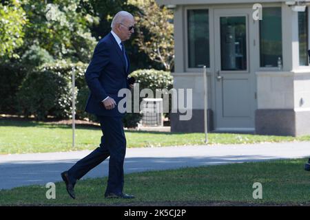 Washington DC, États-Unis. 07th octobre 2022. 7 octobre 2022, Washington, Distric de Columbia, Etats-Unis: LE président AMÉRICAIN JOE BIDEN part aujourd'hui à la base commune Andrews en route Hagerstown, Maryland sur 7 octobre 2022 à South Lawn/Maison Blanche à Washington DC, Etats-Unis. (Credit image: © Lénine Nolly/ZUMA Press Wire) Credit: ZUMA Press, Inc./Alamy Live News Banque D'Images