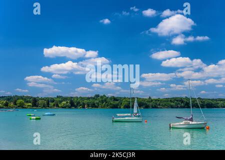 Allemagne, Bavière, comté de Starnberg, Wörthsee, rive sud-est à Paradieswinkel Banque D'Images