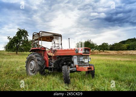 Breuberg, Hesse, Allemagne, tracteur Massey-Ferguson MF 165. Cylindrée 3325 cm3, 58 ch. Année de fabrication 1966 Banque D'Images