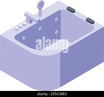 Icône de la baignoire hydromassante, vecteur isométrique. Spa santé. Beauté de la piscine Illustration de Vecteur