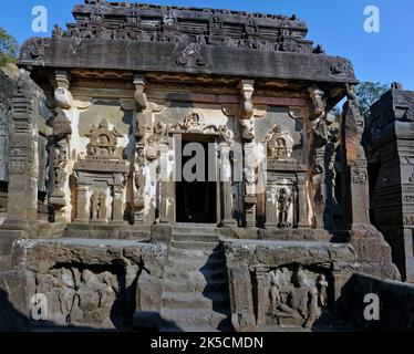 Grotte de Kailasa Ellora patrimoine mondial de l'UNESCO vue près de l'état d'Aurangabad Maharashtra Inde Banque D'Images