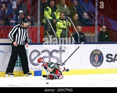 Linköping HC vs. Frölunda Indians (Club de hockey Frölunda), Ligue suédoise de hockey, dans l'arène Saab, Linköping, Suède. Banque D'Images