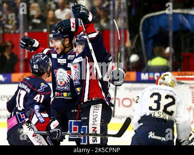 Linköping HC vs. HV71, Ligue suédoise de hockey, dans l'arène Saab, Linköping, Suède. Quart de finale no 5. Dans la photo: Nichlas Hardt, Linköping Hockey. Banque D'Images