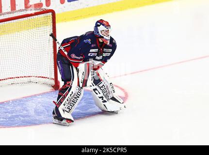 Linköping HC vs. HV71, Ligue suédoise de hockey, dans l'arène Saab, Linköping, Suède. Sur la photo : gardien de but n°1 Marcus Högberg, Linköping HC. Banque D'Images