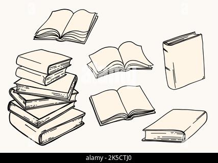 Jeu d'illustrations de livre dessinées à la main Vector Illustration de Vecteur