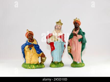 Noël. Les trois Wise Men isolé sur fond blanc Banque D'Images