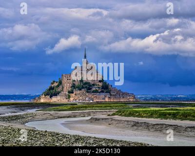 Vue sur Couesnon au Mont Saint-Michel, Normandie, France Banque D'Images