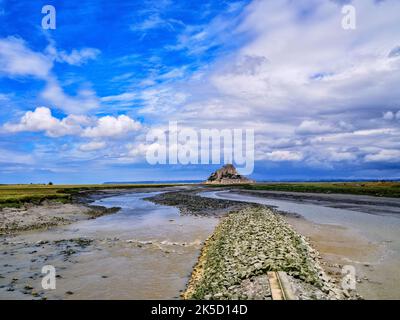 Vue sur Couesnon au Mont Saint-Michel, Normandie, France Banque D'Images