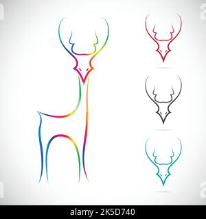 Image vectorielle de cerf sur fond blanc. Illustration vectorielle superposée facile à modifier. Animaux sauvages. Illustration de Vecteur