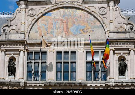 Théâtre Royal Dutch, façade murale, Gand, Flandre orientale, Flandre, Belgique Banque D'Images