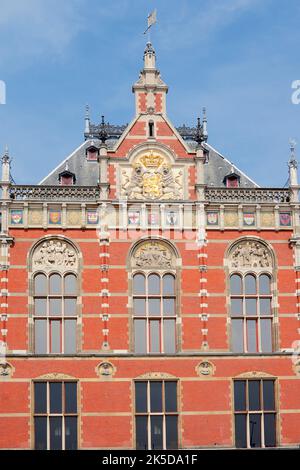 La gare centrale d'Amsterdam, Amsterdam, Hollande du Nord, Pays-Bas, Banque D'Images