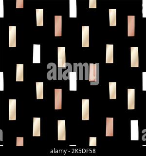 Papier d'emballage noir de fête avec rectangles en feuilles d'or et de bronze. Motif vectoriel transparent. Illustration de Vecteur