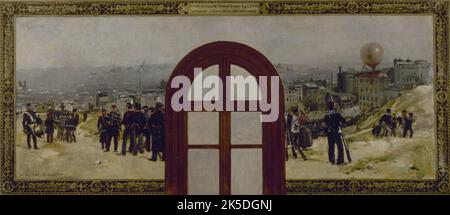 Esquisse pour le cabinet du pr&#xe9;fet de l'H&#XF4;tel de ville de Paris : le d&#xe9;partie du ballon "Armand Barb&#XE8;s", l'instruction de la Garde nationale, 1889. Siège de Paris en 1870 : ascension du ballon à air chaud Armand Barb &#XE8;, formation de la Garde nationale. Banque D'Images