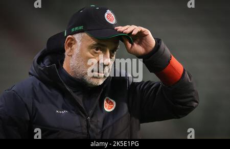 Belgique. 07th octobre 2022. Christian Bracconi, entraîneur en chef de Virton, fait des gestes lors d'un match de football entre RSCA futures (U23) et RE Virton, le vendredi 07 octobre 2022 1B à Bruxelles, le 8 e jour de la deuxième division du championnat belge « Challenger Pro League » de 2022-2023. BELGA PHOTO VIRGINIE LEFOUR crédit: Belga News Agency/Alay Live News Banque D'Images