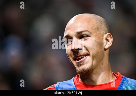 Belgique. 07th octobre 2022. Michael Frey d'Anvers photographié lors d'un match de football entre le Royal Antwerp FC RAFC et Sint-Truiden STVV, vendredi 07 octobre 2022 à Anvers, un match le 11 de la première division du championnat belge de la « Jupiler Pro League » 2022-2023. BELGA PHOTO TOM GOYVAERTS crédit: Belga News Agency/Alay Live News Banque D'Images