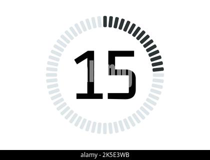 Icône de chronomètre et compteur de temps isolés de 15 secondes ou minutes. Illustration de Vecteur