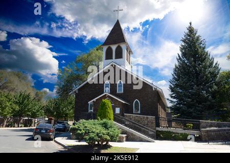 Bâtiment de l'église catholique Our Lady of Guadalupe à Flagstaff, Arizona. Banque D'Images