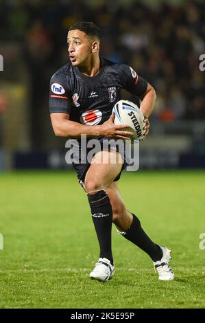 Salford, Royaume-Uni. 7th octobre 2022 - Brandon Wakem de Fidji en action, Rugby League pré coupe du monde International friendly, Angleterre contre Fidji au stade AJ Bell, Salford, Royaume-Uni crédit: Dean Williams/Alay Live News Banque D'Images