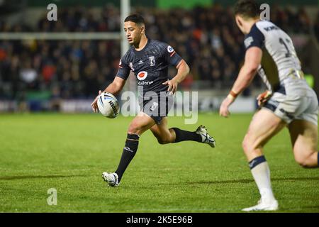 Salford, Royaume-Uni. 7th octobre 2022 - Brandon Wakem de Fidji s'active pendant la Ligue de rugby avant la coupe du monde International friendly, Angleterre contre Fidji au stade AJ Bell, Salford, Royaume-Uni crédit: Dean Williams/Alay Live News Banque D'Images