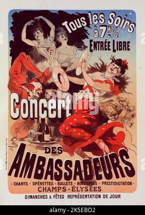 Affiche pour le "concert des Ambassadeurs"., c1899. [Editeur: Imprimerie Chaix; lieu: Paris] Banque D'Images