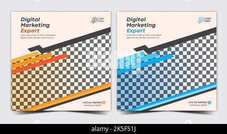 Bannière de marketing d'entreprise numérique pour modèle de publication de médias sociaux, promotion de bannières, publicité d'entreprise pour le marketing de médias sociaux Illustration de Vecteur