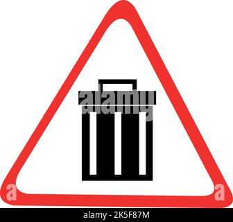 Signe de transit vectoriel illustration d'une icône d'une poubelle sur une base triangulaire de couleur blanche et rouge Illustration de Vecteur