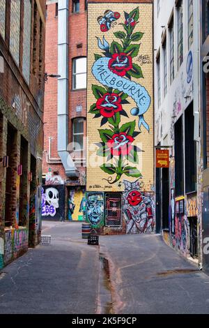 Art de rue coloré par Steen Jones sur AC/DC Lane - Melbourne, Victoria, Australie Banque D'Images