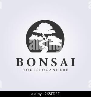 conception d'illustration vectorielle de logo vintage bonsai nature Illustration de Vecteur