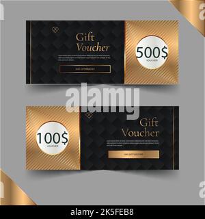 illustration de la conception vectorielle des bannières de bon cadeau dégradé en or Illustration de Vecteur