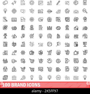 ensemble de 100 icônes de marque.Illustration de 100 symboles de marque ensemble de vecteurs isolé sur fond blanc Illustration de Vecteur
