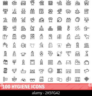 jeu de 100 icônes d'hygiène.Illustration de 100 icônes d'hygiène ensemble de vecteurs isolés sur fond blanc Illustration de Vecteur