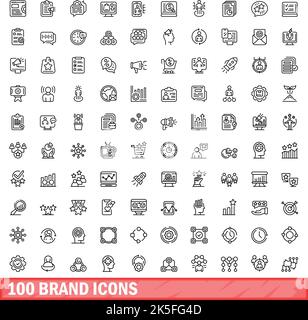 ensemble de 100 icônes de marque.Illustration de 100 symboles de marque ensemble de vecteurs isolé sur fond blanc Illustration de Vecteur