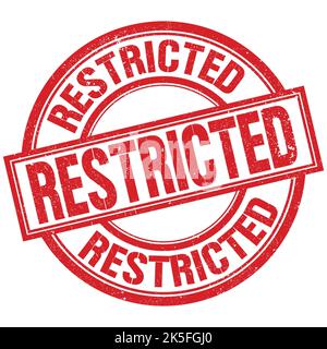 MOT ÉCRIT DE TEXTE RESTREINT sur le timbre rond rouge Banque D'Images