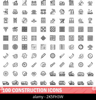 ensemble de 100 icônes de construction. Illustration de 100 icônes de construction ensemble de vecteurs isolé sur fond blanc Illustration de Vecteur
