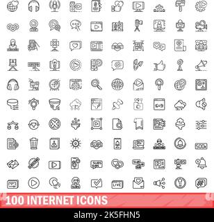 100 icônes internet définies.Illustration de 100 icônes Internet ensemble de vecteurs isolé sur fond blanc Illustration de Vecteur