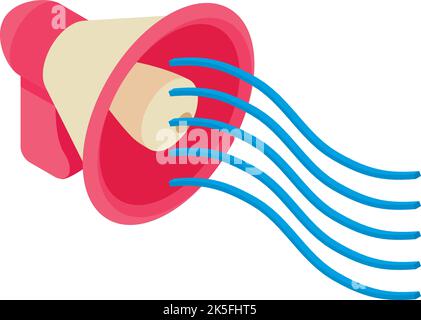 Vecteur isométrique de l'icône d'agitation de vote. Haut-parleur rose avec icône d'onde sonore. Notification de vote, concept d'élection Illustration de Vecteur