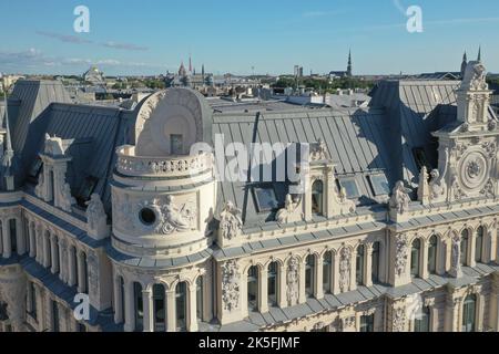 Façade du bâtiment Art Nouveau sur la rue Alberta, Riga Banque D'Images