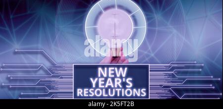 Inspiration montrant le signe de la nouvelle année S résolutions. Approche commerciale reflétant les objectifs, le plan et la motivation pour l'année à venir Banque D'Images