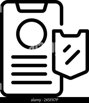 Vecteur de contour de l'icône de téléphone sécurisé. Internet privé. Serveur d'accès Illustration de Vecteur