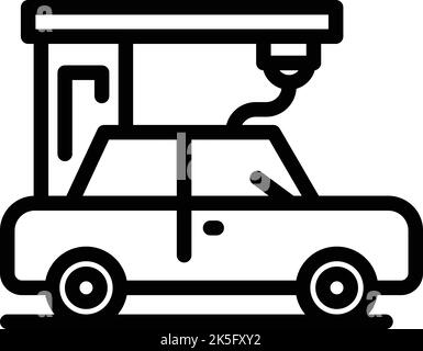 Vecteur de contour d'icône d'impression car 3D. Conception de l'imprimante. Côté produit Illustration de Vecteur