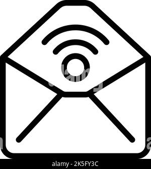 Vecteur de contour de l'icône de courrier sécurisé. Système en ligne. Sécurité Internet Illustration de Vecteur